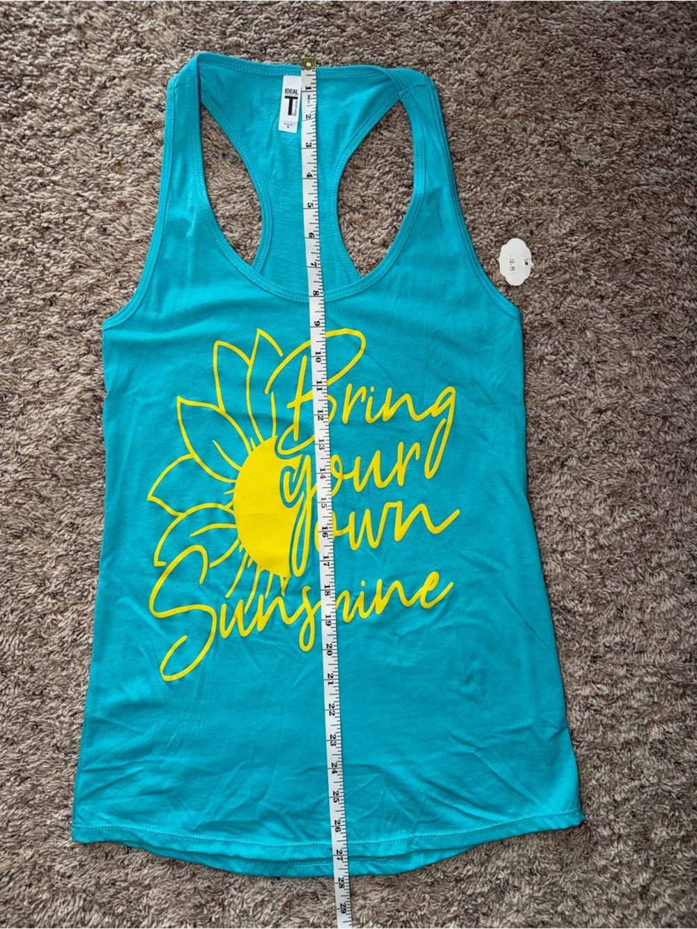 Ideal By Next Level Women’s S Teal Racerback Tank Bring You Own Sunshine - Picture 4 of 6